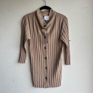 NWT G. Label by Goop Elena Shrunken Ribbed Cardigan size L beige GWYN